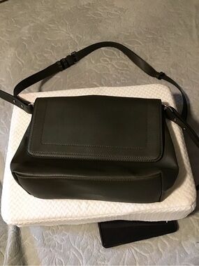 Minimalist Olive Green Leather Crossbody Bag